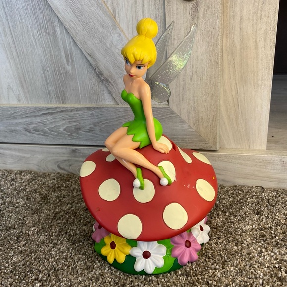 Vintage Toys Disney Tinkerbell on Mushroom Coin Bank - (no Plug) - Picture 3 of 8